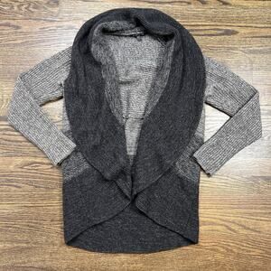 Eileen Fisher Sweater Women XS Wool Silk Blend Knit Gray Open Front Cardigan